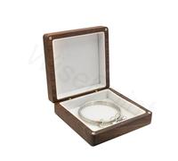 WisePoint Walnut Wood Bracelet Gift Box - Square Bangle Display Case for Men and Women - Vintage Gift Box for Bracelet, Bangle, Necklace, Earring (White)
