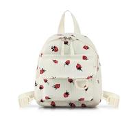 WisePoint Womens Backpack, Corduroy Girls Backpack Small Backpacks for Women, Women's Fashion Backpacks Mini Backpack with Strawberry Pattern for Walking, Shopping, Traveling (white)
