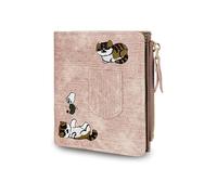 WisePoint Womens Wallet, PU Leather Small Wallet Bi-fold Cute Wallet with Cat Embroidery, Large Capacity Ladies Purse for ID Cards, Bank Cards, Credit Cards, Cash (Pink)