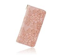 WisePoint Womens Wallet, PU Leather Wallets for Women, Long Ladies Wallet Womens Card Wallet with Flower, Fashion Clutch Wallet for Travel, Dating, Shopping, Party, rose, Exquisite