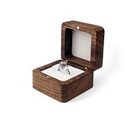 WisePoint Wooden Ring Box, Mini Engagement Ring Holder Box with Single Slot, Square Wedding Rings Box for Rings, Elegant and Retro RingHolder Box for Wedding, Ceremony (white)