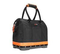 WISEPRO 16 Inch Tool Bag, Wide Mouth Tool Bag with Molded Base, Multi-Pocket Storage Organiser for Tools and Small Parts Heavy Duty Tool Organizer Bag for Plumbers, Electricians, Handymen