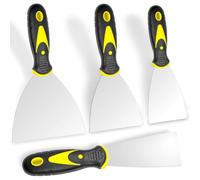 WISEPRO 4 Pack Wallpaper Scraper Set, 1.5", 3", 4", 5" Wide Putty Knife | Filling Knife, Metal Wall Scraper Tool for Wallpaper Removal, Plastering, Drywall Repair & Decals
