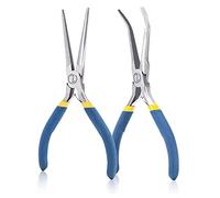 WISEPRO 6 Inch Mini Needle Nose Pliers with Comfort Grip Handles, 45° Angled and Straight Long Nose Pliers, 2 Plier Set for Handmade Craft, Jewelry Making, Bending Wire and Small Object Gripping