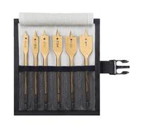 WISEPRO 6PCS Spade Drill Bit Set, Flat Wood Drill Bit Carbon Steel Paddle Hole Drill Bit Set with Storage Pouch, Wood Crafting Spade Bits for Electric Drills