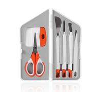 WISEPRO Craft Vinyl Weeding Tools Set - 6PC Basic Kit for Cricut, Silhouette,Iron-on Projects, Cardstock Crafting,Vinyl Scissors with Cap/Piercing Tool/Weeder/Tweezers/Scraper (Orange)