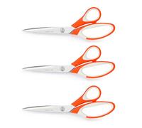 WISEPRO Multipurpose Scissors, 8" Straight Handle Scissors - 3 Pack, for Kitchen, Office, Garden, School, Craft - Multipurpose Home & Stationery Essentials (Orange White)