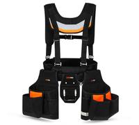 WISEPRO Tool Belt Braces - Heavy Duty Synthetic Level, with 15 Pockets Adjustable Waist Size, Removable Tool Bag, For Carpenters, Craftsmen & Electricians