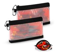 WISEPRO Zipper Clear Tool Pouch, 2 PCS Waterproof Mesh Tool Pouches | Mesh Window PVC Transparent Small Tool Pouch Bag with Hanging Buckle & Pockets , for Plier, Spanner, Screw Storage Organiser