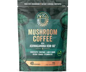 Wiseshrooms Mushroom Coffee with Vitamins B12 & D Energy Support Powder - 100g