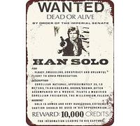 Wisesign Tin Sign Wall Decor Metal Signs Tin Custom Kraze Han Solo Wanted Poster Vintage Reproduction 8 x 12 Personalized