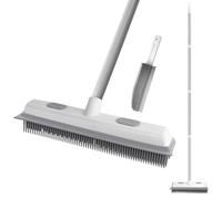 Wiseten 2 in 1 Pet Hair Removal Rubber Broom with Squeegee, Floor Brush for Carpet 53inch Adjustable Handle with Portable Detailing Lint Brush for Floor Dusting