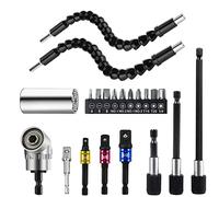 Wiseten 21pcs Cordless Screwdriver Set with Nut Adapter, Magnetic Drill Extension, Angle Screwdriver Attachment, Universal Socket Wrench, Flexible Bit Holder
