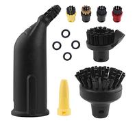 Wiseten Round Brush Set and Mouthpiece Nozzle for Kärcher Steam Cleaner Accessories SC1 SC2 SC3 SC4 SC5, Black Extended Nozzle, Large Round Brush Replacement Parts with 4 Small Round Brushes