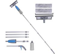 Wiseten Window Squeegee Cleaner Tool with Spray, 3-in-1 Window Washer Cleaning Kit with Extension Pole, 74.8" Telescopic Window Wiper, Glass Cleaning Tools for High Window Indoor/Outdoor