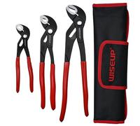 WISEUP 3-Piece Groove Joint Pliers Set - Fast Adjustable 7 & 10 & 12 Inch Water Pumper with Smooth Jaw - Tongue and Groove Wrench for Channel Home Repair, Gripping Nuts, Bolts, Pipe (7+10+12 inch)