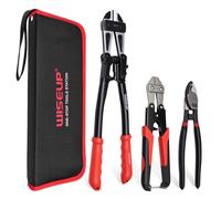 WISEUP 3Pcs Bolt Cutter Pliers Set, 14" Heavy Duty and 8" Mini Bolt Cutter, 8" Wire Rope Cutter with Carrying Bag, Easily Cutting Locks，Steel Barbed Wire, Chains