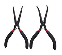 WISEUP 6" Mini Needle Nose Pliers Set，2-Piece Small Long Reach Bent Needle Nose Pliers for Jewelry DIY Craft，Repair & Wire Wrapping