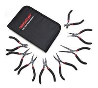 WISEUP 8pcs Mini Pliers Set Needle Round Flat Long Curved Nose Diagonal End Cutting Linesman Pliers for DIY Electronics Jewelry Making with Bag