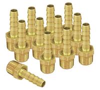 WiseWater Brass Hose Barb Fittings, 1/4" Barb x 1/4" NPT Male End Air Hose Fittings, Threaded Connector Adapter Air Hose Connectors for Water, Fuel, Air, 12 Pack