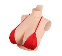 Wisfancy Silicone Breast Plate Realistic Breastplates Fake Breast Forms, Artificial Boobs for Crossdresser Mastectomy Transgender Prosthesis Enhancer(Ivory White, D Cup-Liquid Silicone)