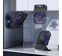 WISFISSH Magnetic Ultra-Thin Wall Fan,Portable USB-C 1200mAh Rechargeable Desktop Fan with Strong Magnet Base, 4 Wind Speeds Adjustable,Ideal for Kitchen, Gym,Cruise Ship Cabins, or Workshops.Black