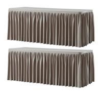 Wish Care 2 Pack Nude Brown Rectangle Table Clothes for 4 Foot Tables, Polyester Fitted Tablecloths 4ft Stretch Table Cover for Wedding, Birthday, Parties, Trade Show, Craft Show