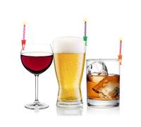 Wish Clips Birthday Candles for Drinks | 15 Colored Candles and Clips | Happy Birthday Cake Candles with Holder | 21st Birthday Gifts for Her Him | Beer Cake Bottle Shot Glass Wine Cup Candle Holder