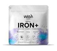 Wish Fusion Gentle Iron Supplement for Women & Men, High Absorption, Non-Constipating Iron Capsule with Vitamin C, B12, Folic Acid, Boosts Energy, Supports Immunity & Blood Health, 120 Vegan Capsules