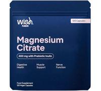 Wish Fusion Magnesium Citrate 400mg with Prebiotic Inulin - High Strength Magnesium Supplements for Women & Men, Supports Digestive Health Muscle & Nerve Function, 120 Vegan Capsules