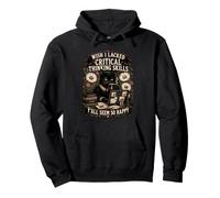 Wish I Lacked Critical Thinking Skills Black Cat Pullover Hoodie