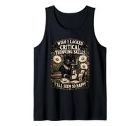 Wish I Lacked Critical Thinking Skills Black Cat Tank Top