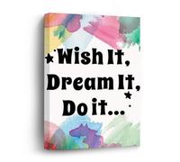Wish It, Dream It, Do It Canvas Prints Motivational Wall Art Oil Painting On Canvas Wooden Framed Art Canvas for Home Office School Decoration 12x16 Inch