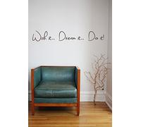 Wish it Dream it Do it Quote - Vinyl Wall Art Sticker. Mural, Decal. Home, Mirror, Window Decor (40cm Wide x 6.1cm high, Red)