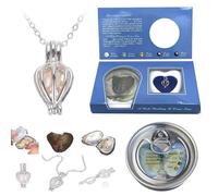 Wish Pearl Necklace Kit, Oysters with Pearls Inside, Pearl Cage Necklace, Pearl Necklace Kit, DIY Necklace Making Kit for Adults, Valentine's Day Surprise Gifts for Wife, Girlfriend, Mother (A)