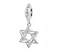 Wish Star Charm 925 Sterling Silver Hexagram Charm Lucky Charm David Religion Charm fit for Pandora Bracelet