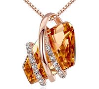 Wish Stone Pendant Necklace with Birthstone Crystal, 18K Rose Gold Plated/Silvertone, 18" + 2"