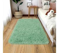 WISH TREE 2x3 Fluffy Small Rugs for Bedroom Living Room Dorm Kids Room Home Decor, Soft Indoor Fuzzy Shag Area Rug, Non-Slip Rectangle Plush Throw Rug, Sage Green