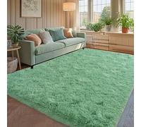 WISH TREE Fluffy Plush Rugs for Bedroom Living Room Non Slip Comfy Area Rug Green 4x6 Feet