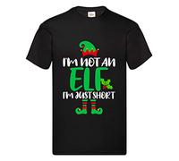 Wish You Merry Christmas - Xmas Tree - Mens Christmas T Shirts Ladies Xmas t-Shirts Unisex Tee Tops Womens Novelty Funny Holiday, I'm just Short - Black L