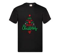 Wish You Merry Christmas - Xmas Tree - Mens Christmas T Shirts Ladies Xmas t-Shirts Unisex Tee Tops Womens Novelty Funny Holiday T-Shirt XMT BK S