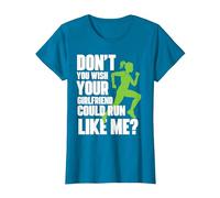 Wish Your Girlfriend Could Run Like Me? - Marathon Runner T-Shirt, Women, Sapphire Blue, 3X-Large