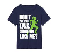 Wish Your Girlfriend Could Run Like Me? - Marathon Runner T-Shirt, Women's Plus, Navy Blue, 3X