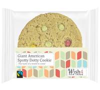 Wish4 Fairtrade Giant American Spotty Dotty Cookie, Individually Wrapped, 60g, Pack of 14