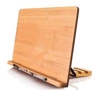 wishacc Book Stand XL-Large Size 15.4" x 11.0" Main Board-Adjustable Foldable Book Holder with Page Holder Clips - Holds Cookbooks, Receipe Books, Textbooks, Tablets, Laptops, Music Books, Documents