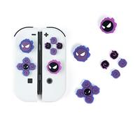WISHAVEN Cross D-Pad Button Caps Luminous Silicone Thumb Grips Set, ABXY Buttons Sticker Joystick Cover Caps Compatible with Nintendo Switch/OLED Controller (Gastly)