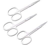 Wishbeauty 3-Piece Grooming Scissors Set - Safety Rounded & Curved Tip Small Stainless Steel Shears for Nose, Ear, Facial Hair, Eyebrows & Nails (Silver)