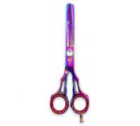 Wishbeauty 6" Rainbow Hair Thinning Scissors - Professional Stainless Steel Texturizing Shears - Colorful Titanium Blending Scissors for Men, Women & Kids