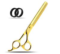 Wishbeauty 7.5-Inch Professional Pet Grooming Scissors - 440C Japanese Steel Shears (Gold, Thinning)