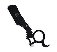 Wishbeauty Barber Ring Razor, Straight Edge Razor for Salon, Barber Accessories, Shaving Ring Razor (Full Black Razor)